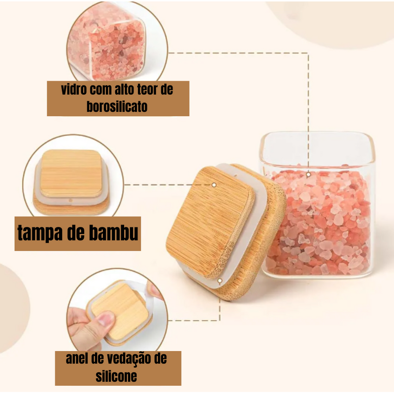 Kit 15 Potes Organiza Gourmet™ + Gravação a Laser (PERSONALIZADA) + Bandeja | Só até 23:59!