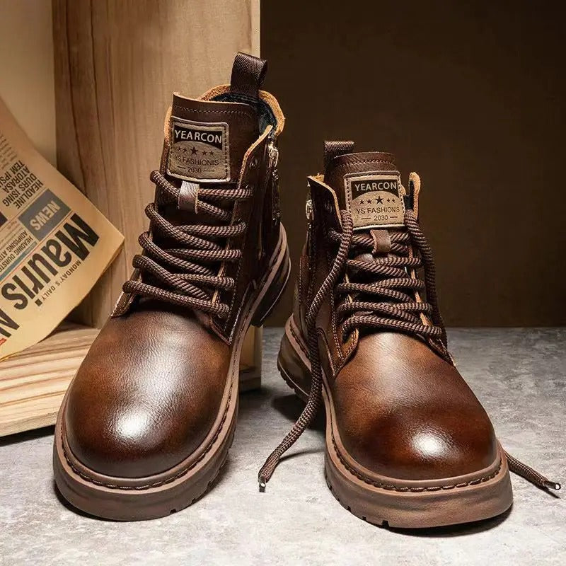 Bota Vintage West Masculina de Couro Genuíno + 3 BRINDES: Relógio, Óculos e Cinto Elegancy