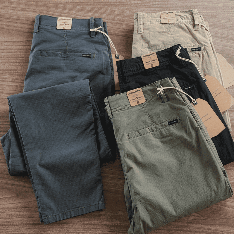 Straight-Fit Men’s Twill Pants – 4-Pack
