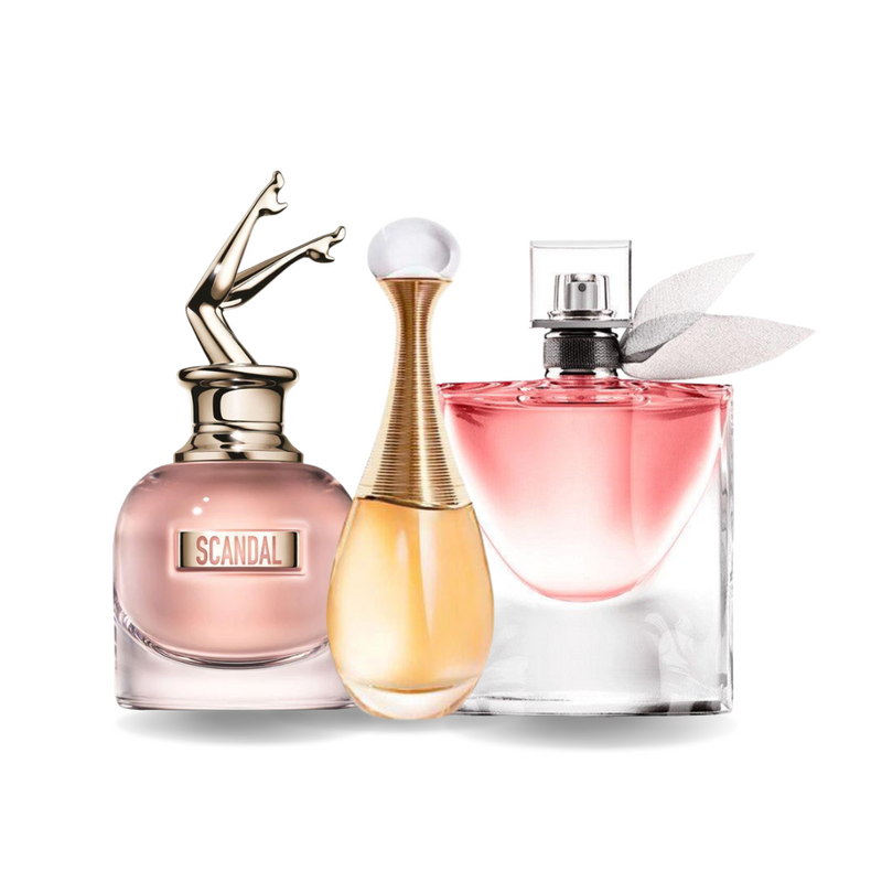 Packung mit 3 Düften: Jean Paul Gaultier SCANDAL, Dior I LOVE, Lancôme LA VIE EST BELLE (Eau de Parfum)