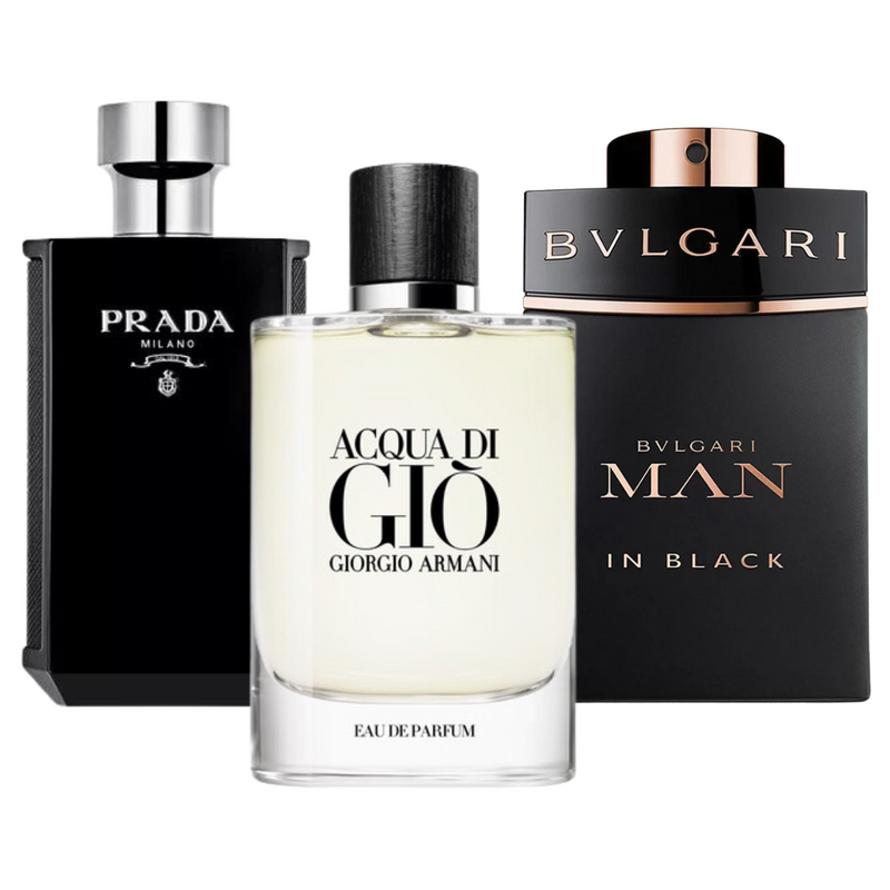 3-Parfüm-Set: Bvlgari In Black, Giorgio Armani Acqua Di Gio, L'Homme Prada Intense (Eau de Parfum)