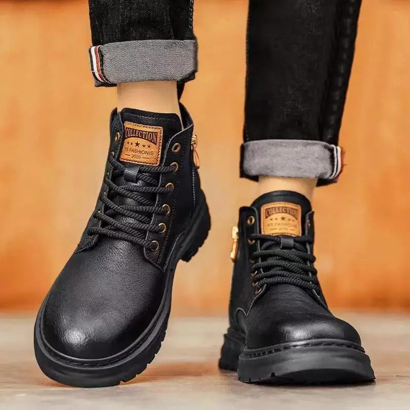 Bota Vintage West Masculina de Couro Genuíno + 3 BRINDES: Relógio, Óculos e Cinto Elegancy